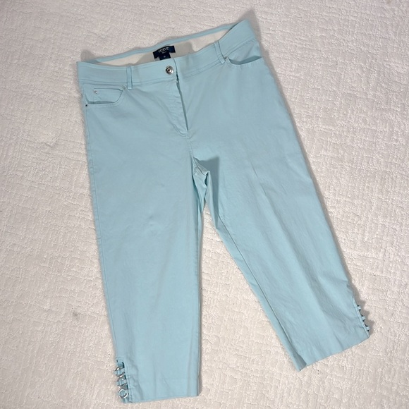 Verve Blues light blue sailor crop stretch capri pants with pockets 16 - Picture 2 of 8